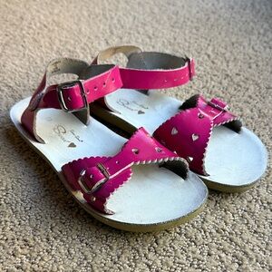 Salt Water Sandals in Pink with Heart Cutouts size 13Y